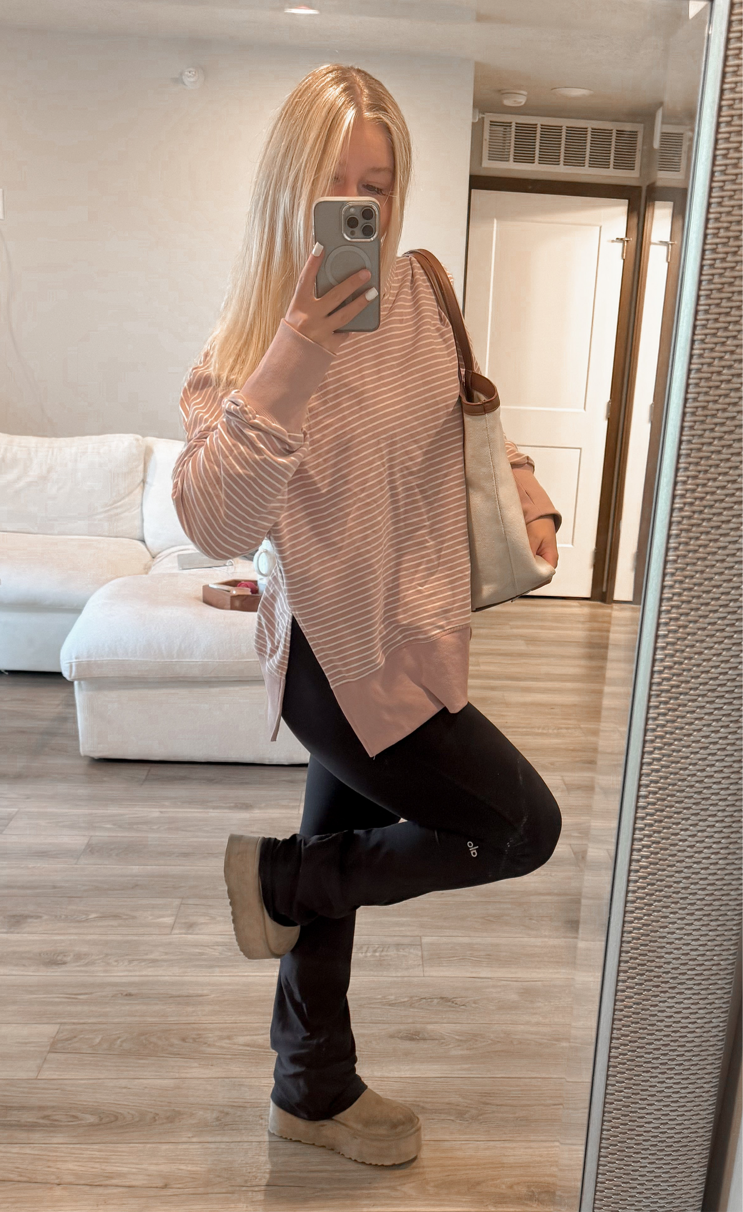 Purple Stripe Thumbhole Side Slits Drop Shoulder Loose Fit Hoodie