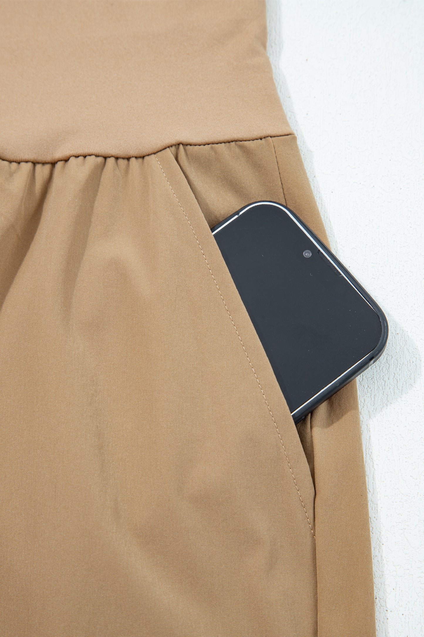 Black Elastic High Waist Pocketed Cargo Jogger Pants