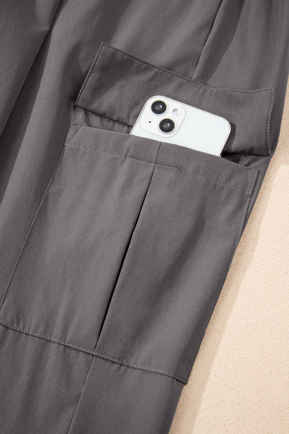 Black Elastic High Waist Pocketed Cargo Jogger Pants