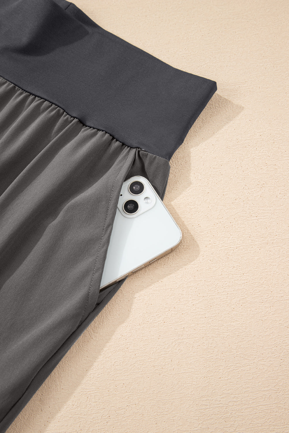 Black Elastic High Waist Pocketed Cargo Jogger Pants