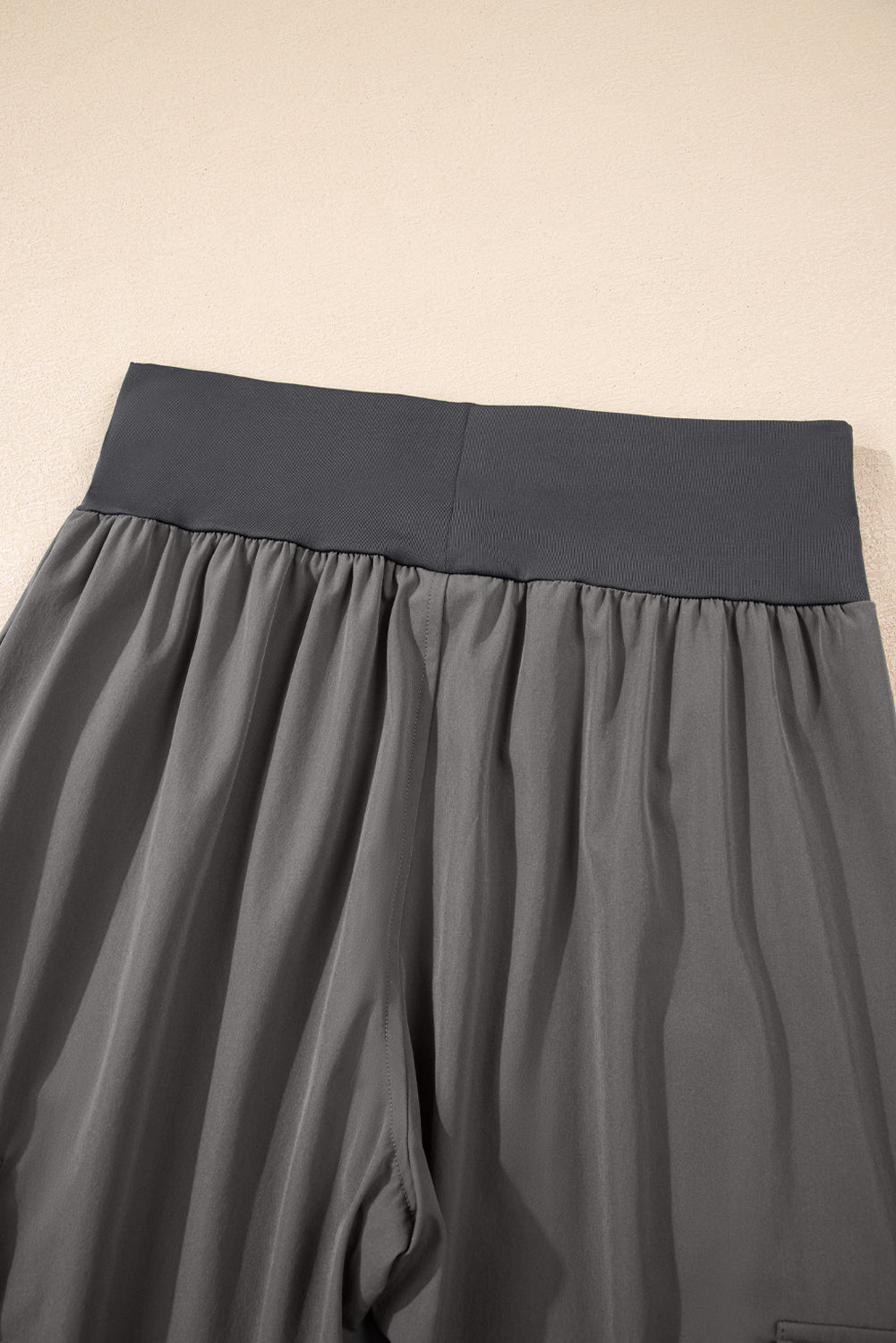 Black Elastic High Waist Pocketed Cargo Jogger Pants