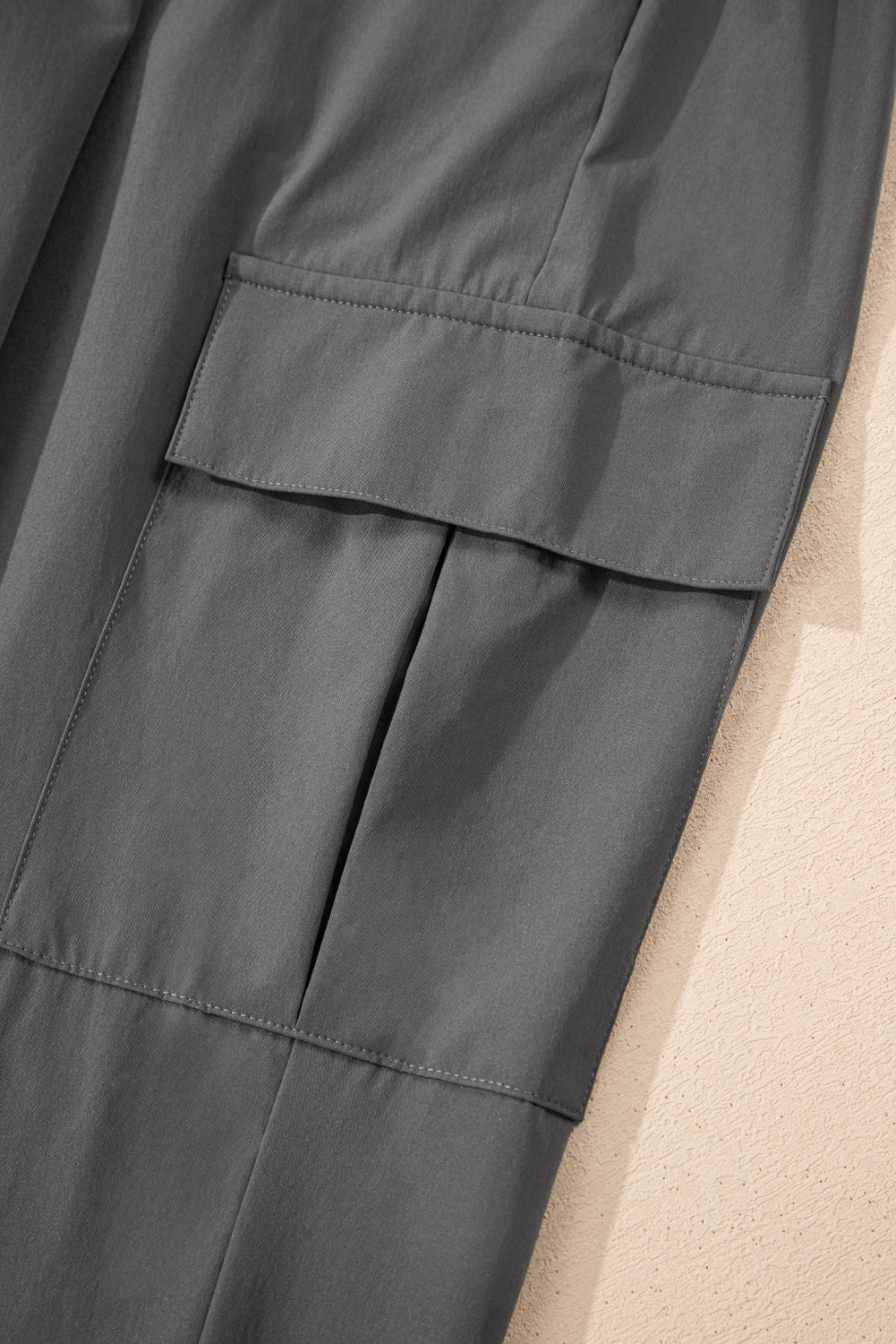 Black Elastic High Waist Pocketed Cargo Jogger Pants